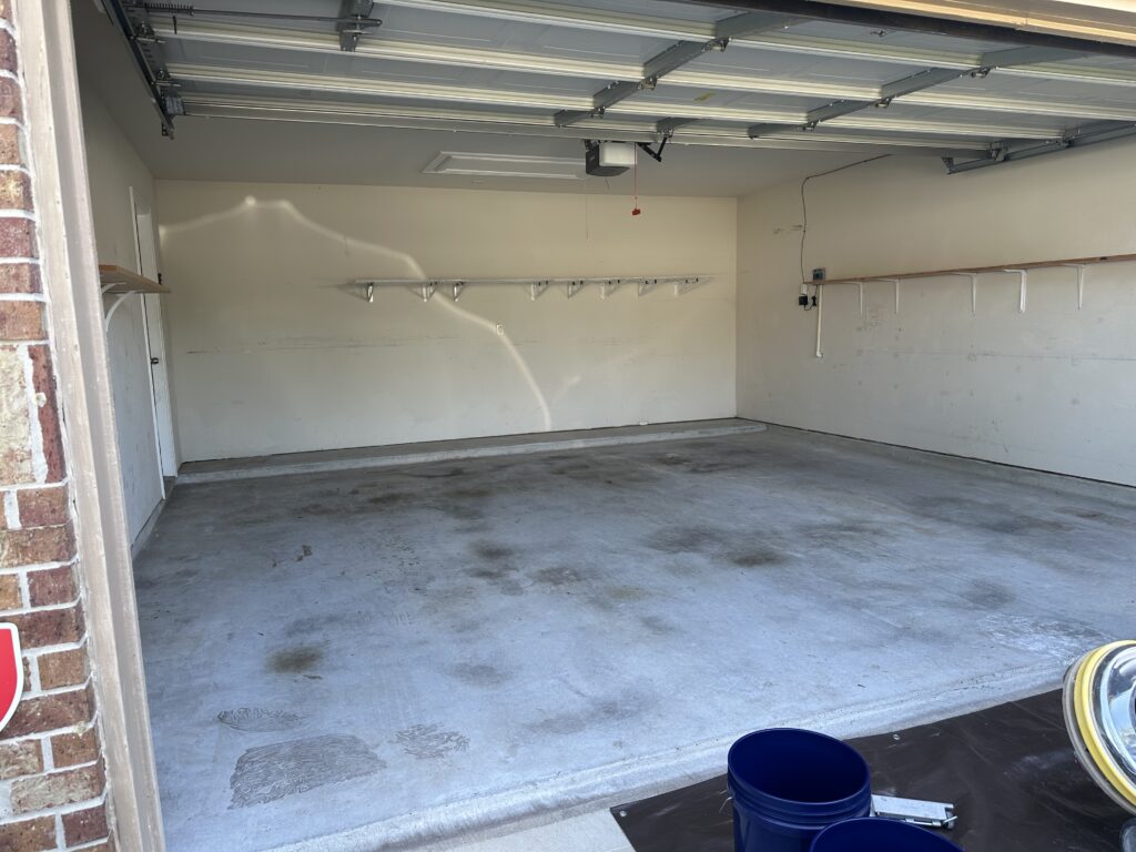 Garage concrete slab before epoxy flake