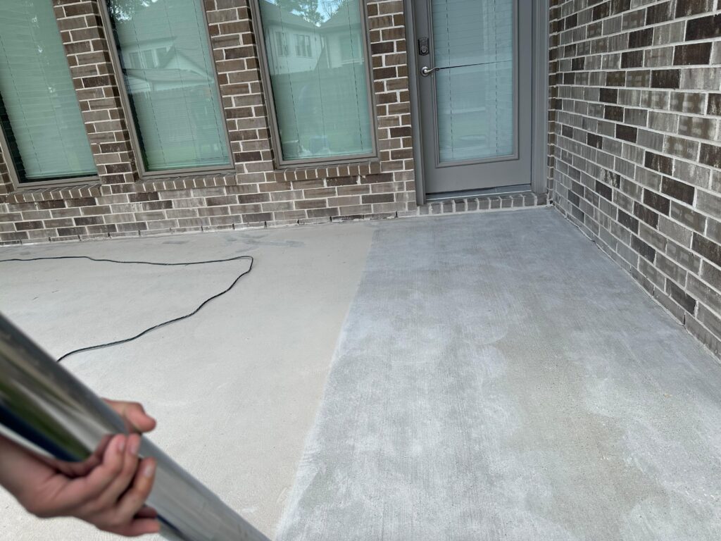 Prepping a patio slab with a dust extractor