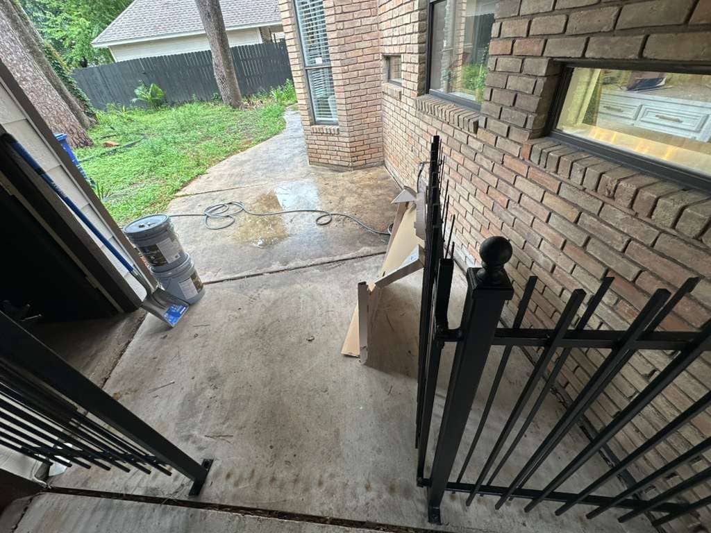 Wet concrete walkway before epoxy prep